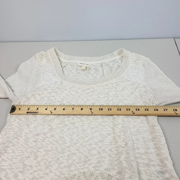 Anthro Meadow Rue Ivory Limay Lightweight Skirted Sweater SZ Small - Picture 10 of 12